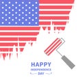 Paint roller brush Star and strip flag Happy independence day United states of America. 4th of July. Flat design Royalty Free Stock Photo