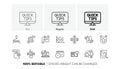Paint roller, Calendar time and Web tutorials line icons. For web app, printing. Line icons. Vector Royalty Free Stock Photo