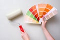 Paint roller and color samples Royalty Free Stock Photo