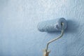 Paint roller colour wall texture in blue Royalty Free Stock Photo