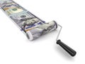 Paint roller and dollar (clipping path included) Royalty Free Stock Photo