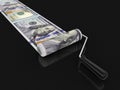 Paint roller and dollar (clipping path included) Royalty Free Stock Photo