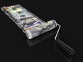 Paint roller and dollar (clipping path included) Royalty Free Stock Photo
