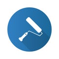 Paint roller flat design long shadow glyph icon Royalty Free Stock Photo