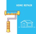 Paint roller with home repair icons Royalty Free Stock Photo