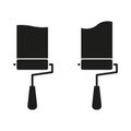 Paint roller icons set. Black silhouette design. Tools for painting. Vector illustration. EPS 10. Royalty Free Stock Photo