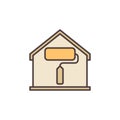 Paint Roller inside House colored icon - vector symbol