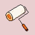 Paint roller with orange handle pixel art