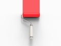 Paint roller painting the wall red Royalty Free Stock Photo