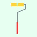 Paint roller with red handle. Painting the walls blue. Vector illustration. EPS 10.