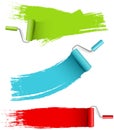 Paint roller set with wall paint colorful isolated vector Royalty Free Stock Photo