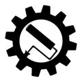 Paint roller solid icon in gear. Paint tool glyph style design, designed for web