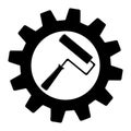 Paint roller solid icon in gear. Paint tool glyph style design, designed for web