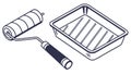 Paint Roller and Tray for Home Improvement, vector design Generative AI Royalty Free Stock Photo
