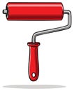 Paint roller vector illustration showing a red foam roller with handle, art for interior design or decoration Royalty Free Stock Photo