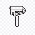 Paint roller vector linear icon isolated on transparent background, Paint roller transparency concept can be used for web and mobi