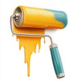 Paint roller with dripping paint on white background Royalty Free Stock Photo