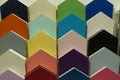 Paint samples cards chips at a retail hardware store Royalty Free Stock Photo