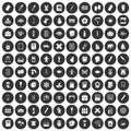 100 paint school icons set black circle Royalty Free Stock Photo