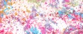 Paint spatter background with drips drops and colorful messy random design in pink blue purple orange green Royalty Free Stock Photo