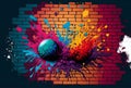 Paint splash graffiti brick wall colorful background, abstract background Royalty Free Stock Photo