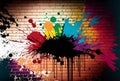 Paint splash graffiti brick wall colorful background, abstract background Royalty Free Stock Photo