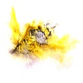 Paint splash ink stain yellow, black watercolour blob spot brush Royalty Free Stock Photo