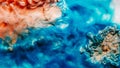 Paint splash ink water drop orange blue mist cloud Royalty Free Stock Photo