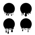 Paint splash stickers. Circle drop milk logo. Paint black vector flows Royalty Free Stock Photo