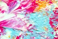 Yellow Blue Orange and Pink Paint Splats and Abstract Background Decoration