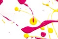 Yellow and Pink Paint Splats and Abstract Background Decoration