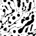 Paint splatter seamless pattern. Vector Abstract background. Monochrome hand drawn spray texture Royalty Free Stock Photo