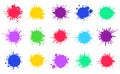 Paint splatters. Spray paint painted drips, grunge dirty sprayed dots, dripping splatter textured shapes vector Royalty Free Stock Photo