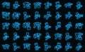 Paint sprayer icons set outline vector. Wrap coating vector neon
