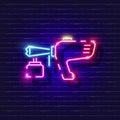 Paint sprayer neon icon. Vector illustration for design. Repair tool glowing sign. Construction tools concept