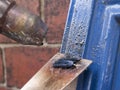 Paint stripping kitchen cupboards Royalty Free Stock Photo