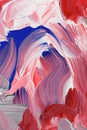 Paint stroke abstract background in red, white and blue tones