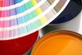 Paint swatch with paint cans Royalty Free Stock Photo