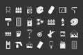 Paint tools icon set grey vector