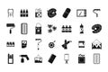 Paint tools icon set, simple style