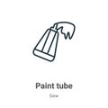 Paint tube outline vector icon. Thin line black paint tube icon, flat vector simple element illustration from editable sew concept Royalty Free Stock Photo