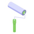 Paint wall roller icon, isometric style