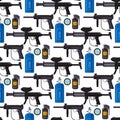 Paintball club protection gun sport game seamless pattern background design equipment target vector illustration Royalty Free Stock Photo