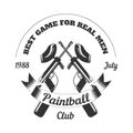 Paintball club sport game paint ball rifle gun mask target vector icon