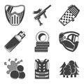 Paintball equipment black icons