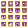 Paintball icons set purple