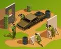 Outdoor Paintball Isometric Composition