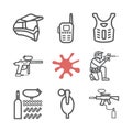 Paintball line icons. Vector signs for web graphics.