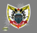 Paintball logo emblem. paintball guns and Wings. Mortal Heraldry Royalty Free Stock Photo
