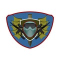 Paintball logo. Military emblem. Army sign. Helmet and weapons.